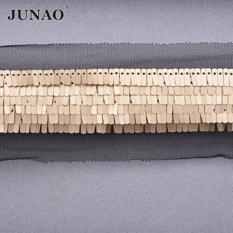 Light Gold JUNAO 1 ярд 35 мм серебряные блестки кружево отделка шитье ЛЕНТА с пайетками блесток окантовка одежда аппликация для платья Рукоделие Ремесла - Цвет: Light Gold