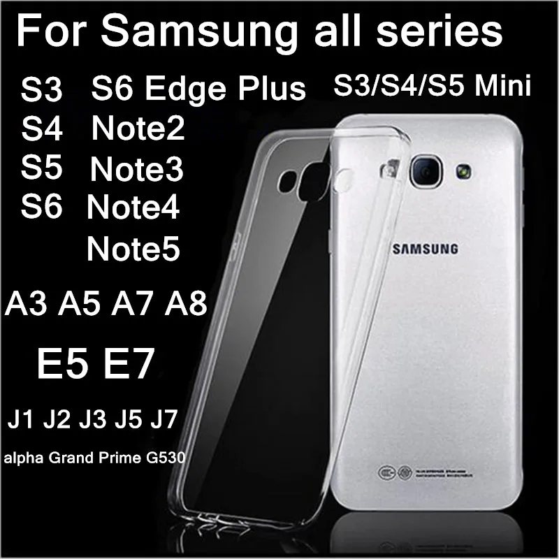 Прозрачный чехол тонкий мягкий для samsung Galaxy Note 2 3 4 5 J5 7 A3 8 s3 мини S6 S7 Edge Plus S8 плюс 2017 -