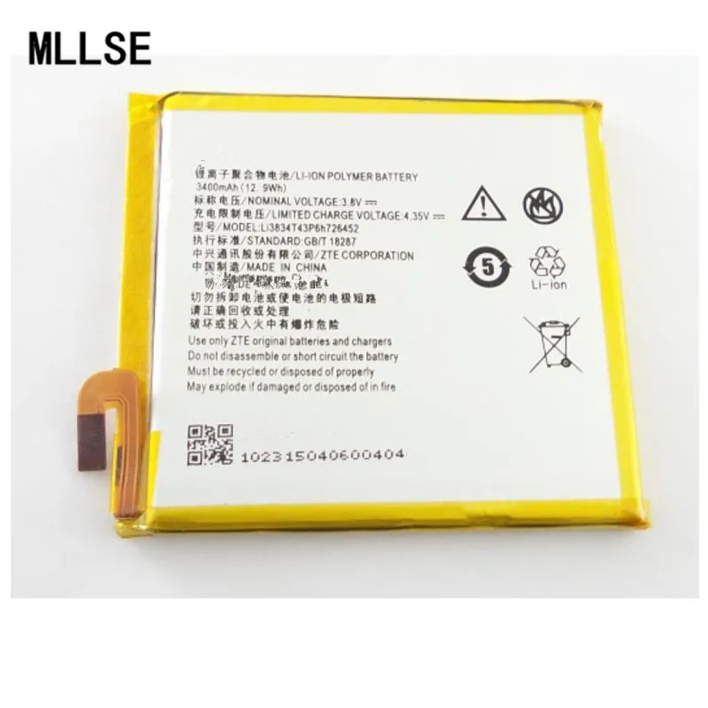 Аккумулятор MLLSE 3400 мАч Li3834T43P6h726452 для MTS Smart Run 4G / ZTE Blade V2 Lite A450 | Мобильные телефоны и