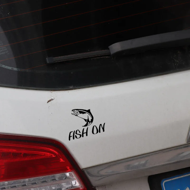 YJZT 16.4CM*12.2CM Fish On Salmon Steelhead Car Sticker Window Vinyl Decal Black/Silver C24-0647 | Автомобили и мотоциклы