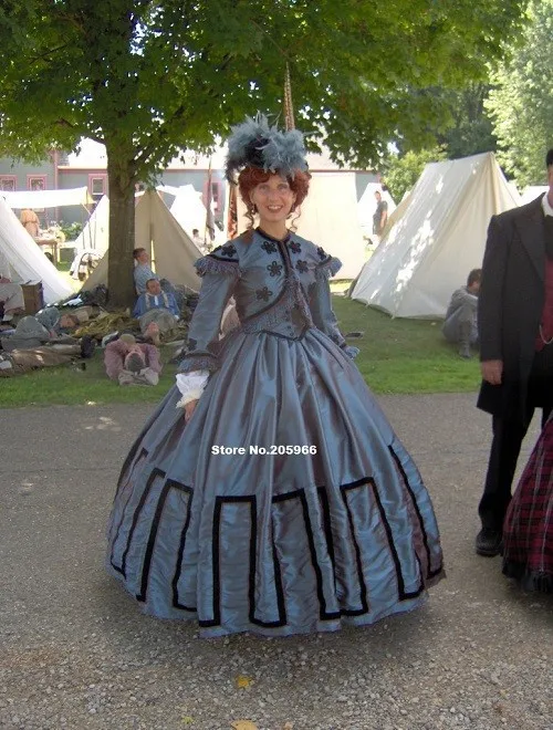 Изготовление на заказ-1800 s платье в викторианском стиле 1860s с курткой для дня