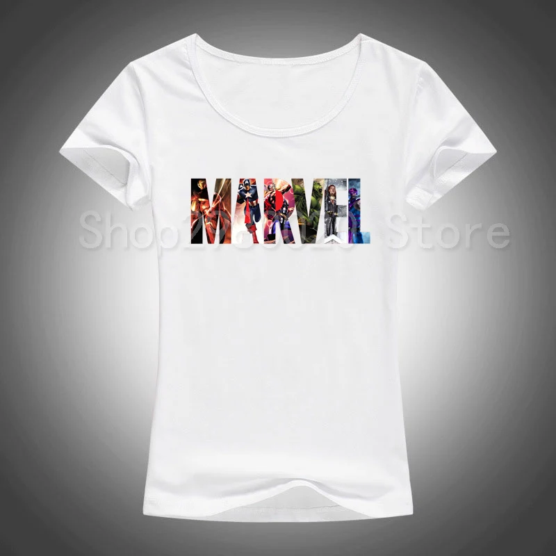 Модная женская футболка с коротким рукавом Marvel принтом черной Пантеры круглым