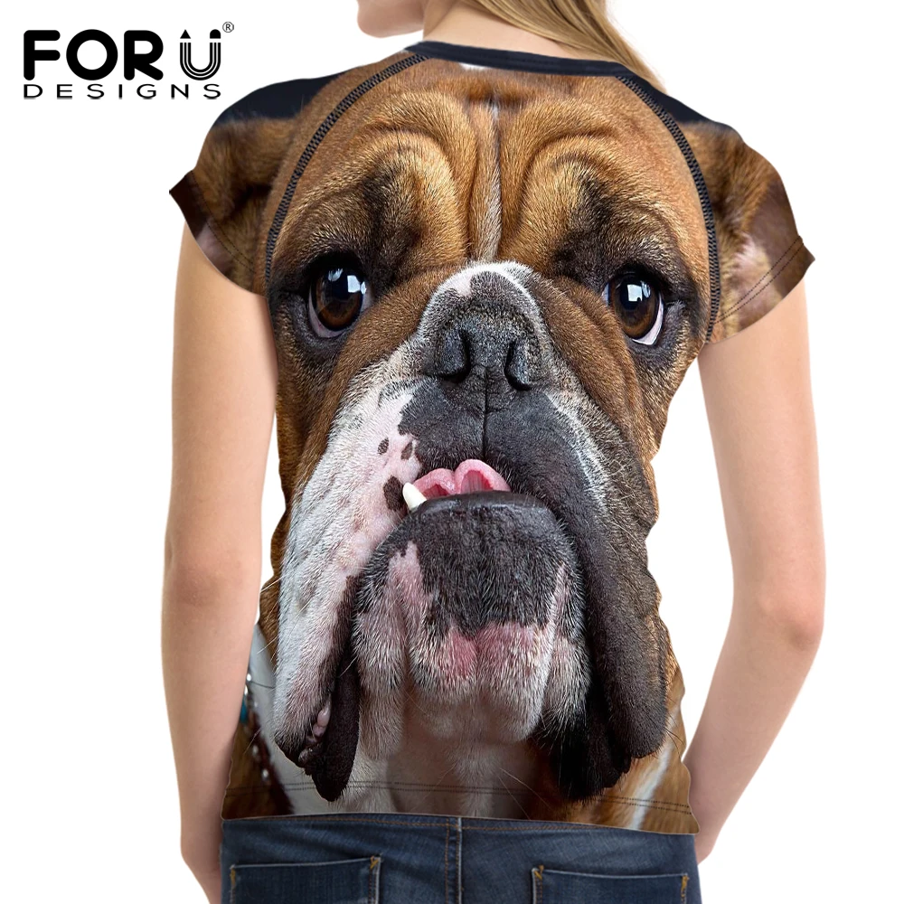 FORUDESIGNS/женская футболка спортивная одежда с милым принтом в виде собаки гибкая