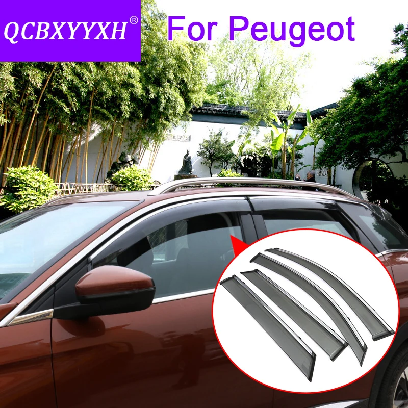 

4pcs Car Styling Awnings Shelters Window Visor Rain Eyebrow For Peugeot 207 301 307 308 308S 408 508 2008 5008 Car Accessories