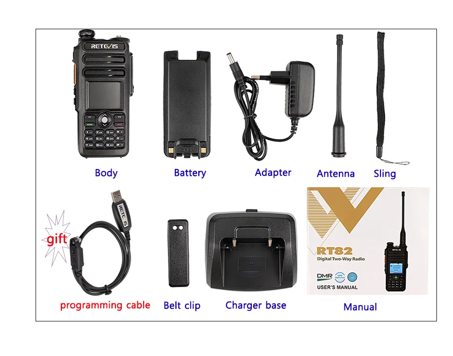 2 шт. Retevis RT82 Двухдиапазонная DMR цифровая рация VHF UHF(gps) IP67 водонепроницаемый портативный Радиоприемник Amador Hf трансивер dmr