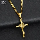 Женская цепочка из нержавеющей стали, крестообразная цепочка с подвеской в виде розы, подарок на Рождество