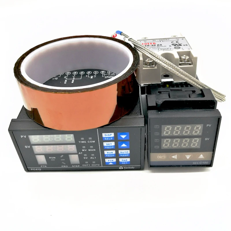 Цифровой Регулируемый PID контроллер температуры панель термостат PC410+ REX-C100+ Max.40A SSR реле+ K термопары зонд+ лента