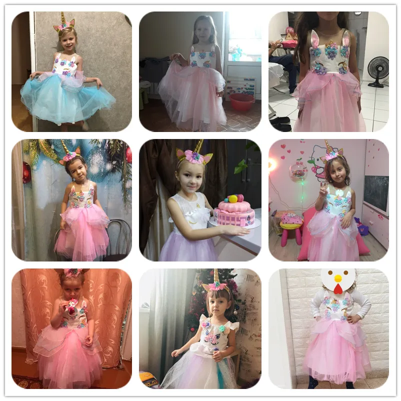 Prom Dress For Girls Carnival Costume Princess Dresses Unicorn Rainbow Elegant Children Birthday Wedding 3 to 12 Y | Детская одежда и - Фото №1