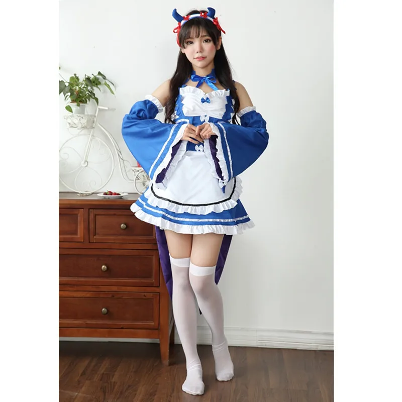 Ram/Rem Косплей Re: zero Hajimeru Isekai Seikatsu Re Life In a Different World Kawaii Sisters костюм горничной платье