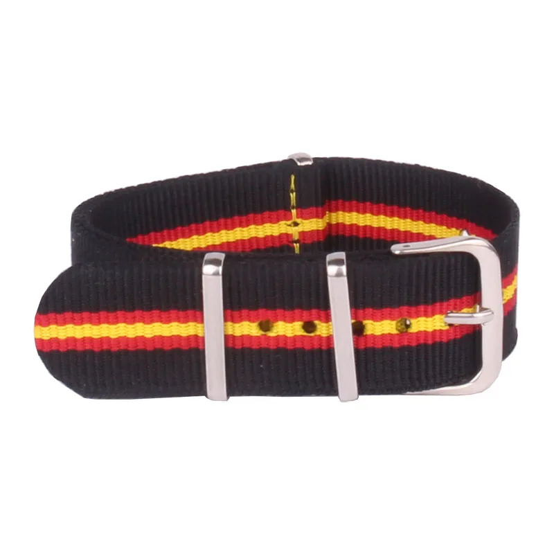 

22mm Black/Red/Yellow Cambo watchbands Wholesale Bracelet military Watch Army nato fabric Nylon Strap Bands Buckle belt 22 mm
