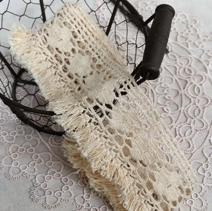 2018 горячая распродажа 3 метра хлопковые бежевые кружева с кисточками Висячие