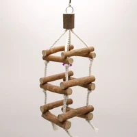 pets log parrot bite bird toys staircase suspension bridge swing attic three tiered ladders birds cage accessories toys supplies