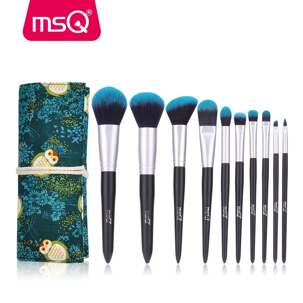 MSQ 10 шт. набор кистей для макияжа, основа, румяна, тени для век, роскошные кисти для макияжа, наборы синтетических волос, косметические инструменты - Handle Color: STB10G
