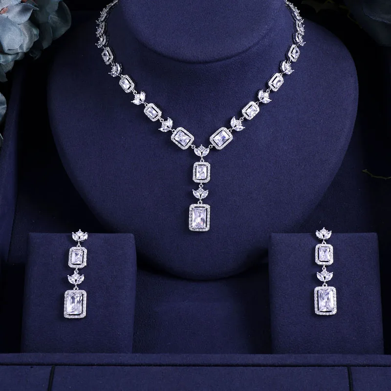 janekelly Nigeria 2 pcs Bridal Zirconia full jewelry sets For Women Party Luxury Dubai CZ Crystal Wedding Jewelry Sets | Украшения и