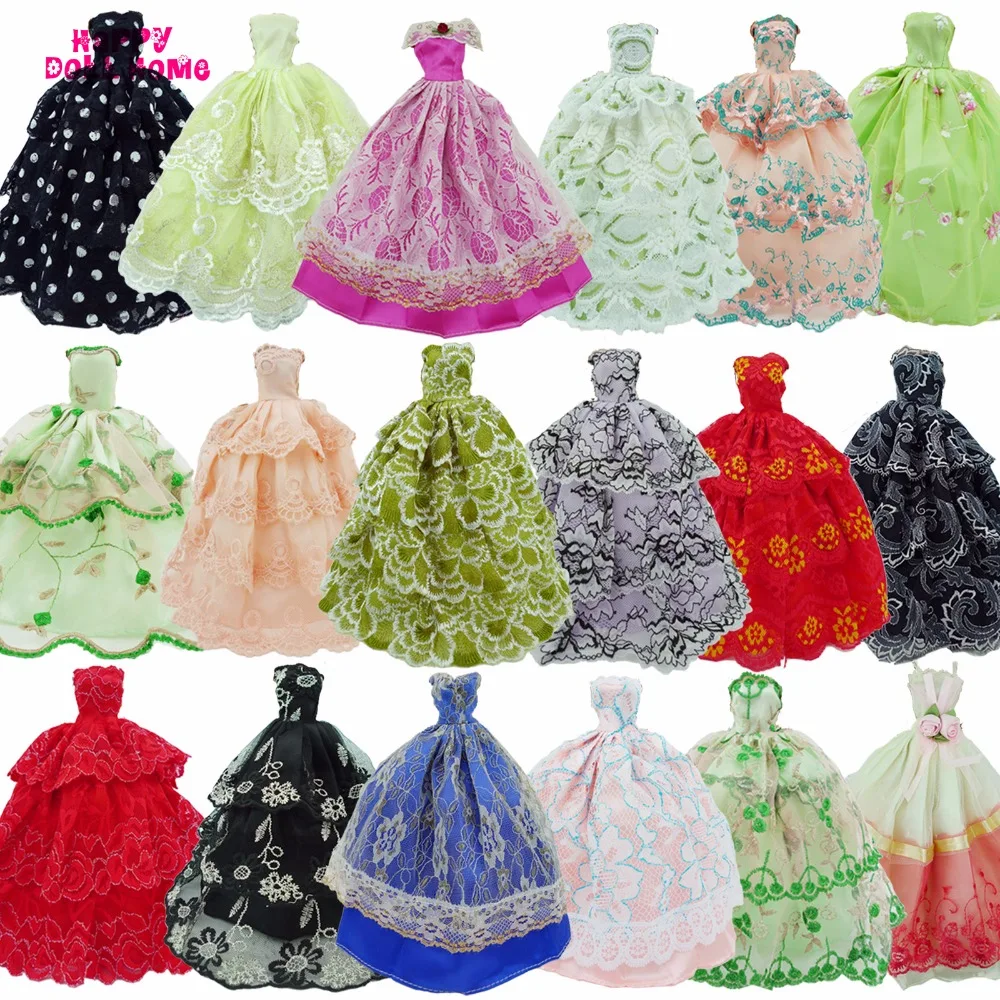 Набор из 15 предметов = 5 свадебных платьев платье принцессы + пар обуви розовых