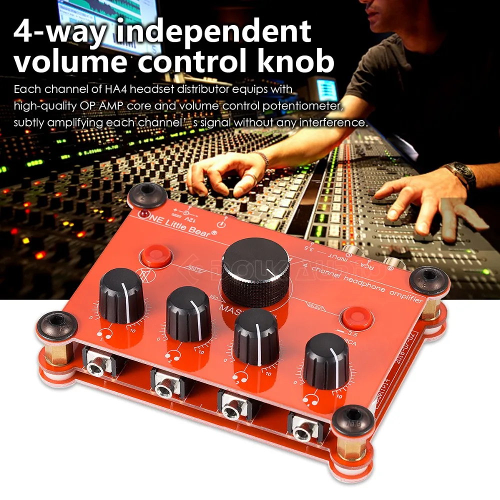 P14 красный Mini 4 канала стерео усилитель для наушников сплиттер studio