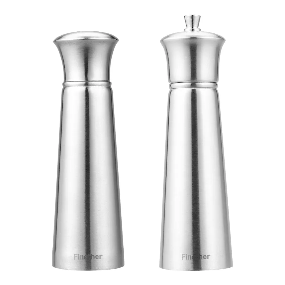 Finether шт. 2 нержавеющая сталь руководство соль мельница для перца шлифовальные
