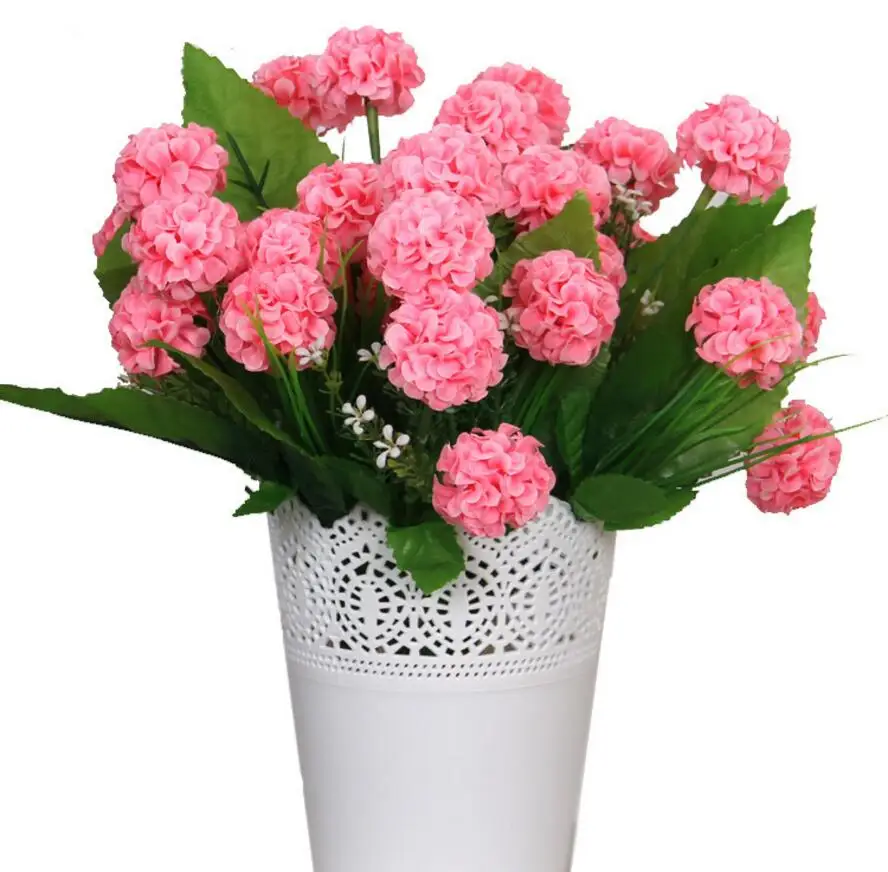 Искусственный шёлковый цветок гортензии с 8 головками 5 шт.|silk flower leaves|hydrangea silk