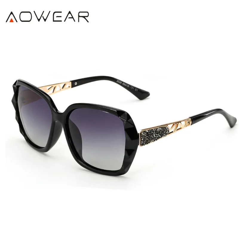C3 Black Grey AOWEAR, негабаритные солнцезащитные очки, женские, поляризационные, квадратные, солнцезащитные очки для вождения, черный бриллиант, женские солнцезащитные очки, gafas de sol mujer - Цвет линз: C3 Black Grey