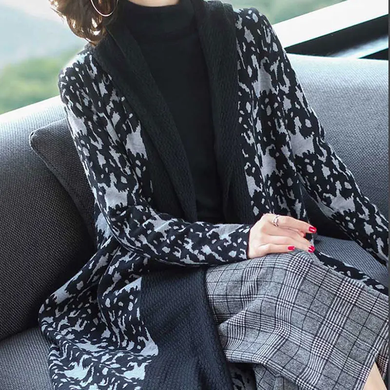Spring Knitting Female Cardigan 2019 New Loose Color Matching Hooded feminine coat Autumn Large Size 3XL Sweater Women SS230 |