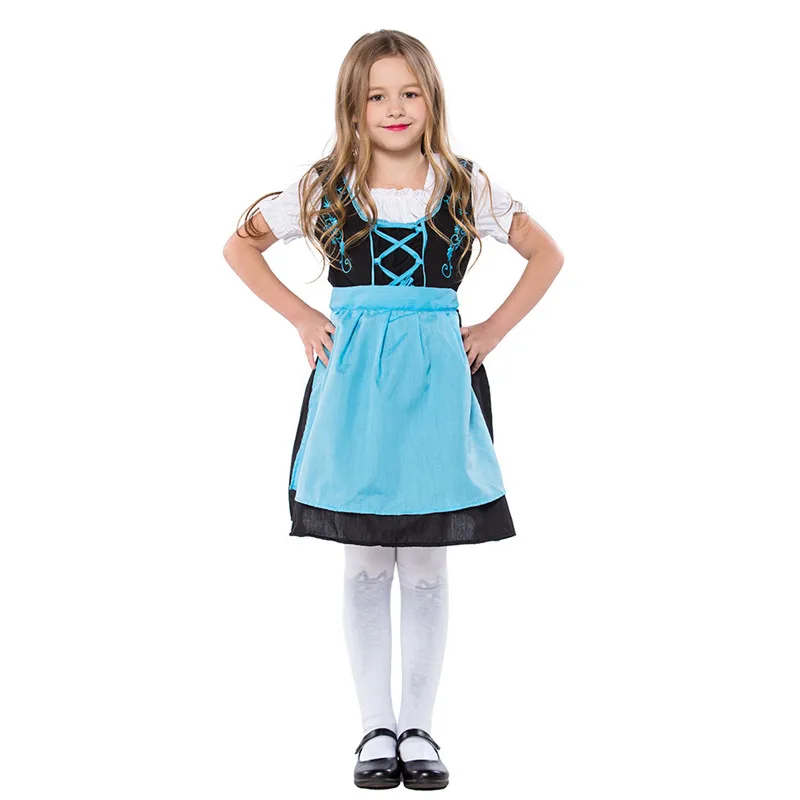 S-XL Kids Halloween Alice Costumes For Girls Oktoberfest Maid Cosplays Children's day Carnival Purim Festival parade party dress |