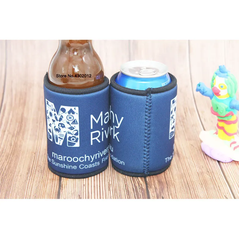 

250pcs/lot Custom Printed Logo Beer Can Cooler Picnic Bags With Bottom Stubby Holders Wedding Gifts Beer Bottle Cooler Cover
