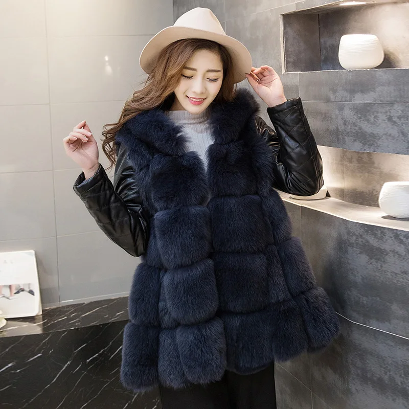 2019 новый корейский вариант цельного меха лисы с капюшоном кожаный жилет для езды