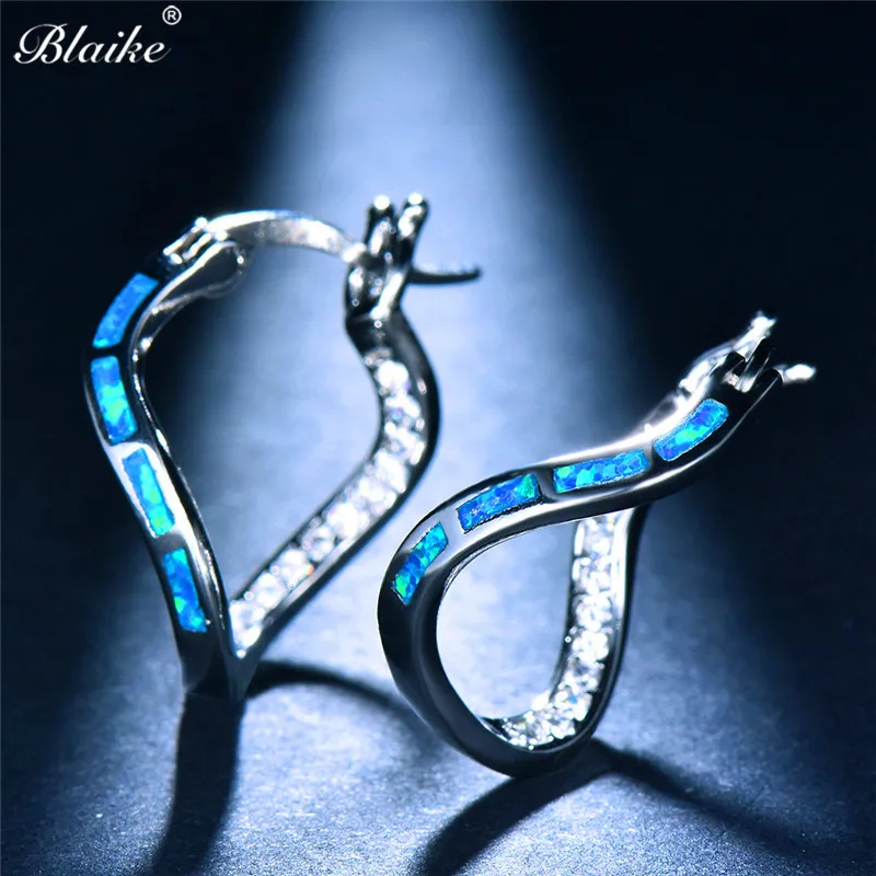 Blaike креативные синие огненные опаловые волнистые серьги кольца для женщин белое
