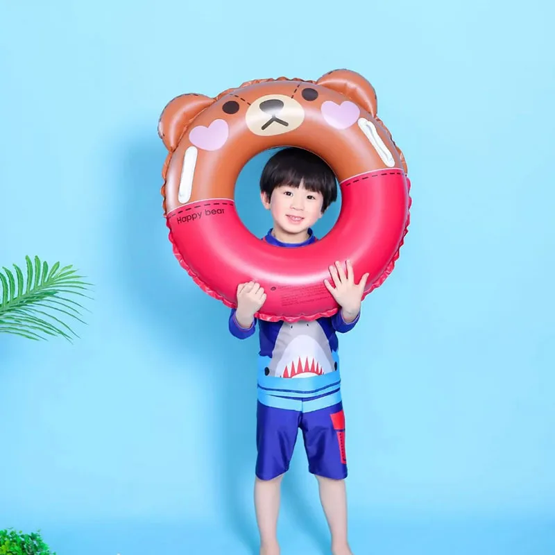 Kids Cartoon Swimming Ring With Handle Brown Bear Kenai Rabbit Float Children Inflatable Pool Toys Child Gift Summer Fun |