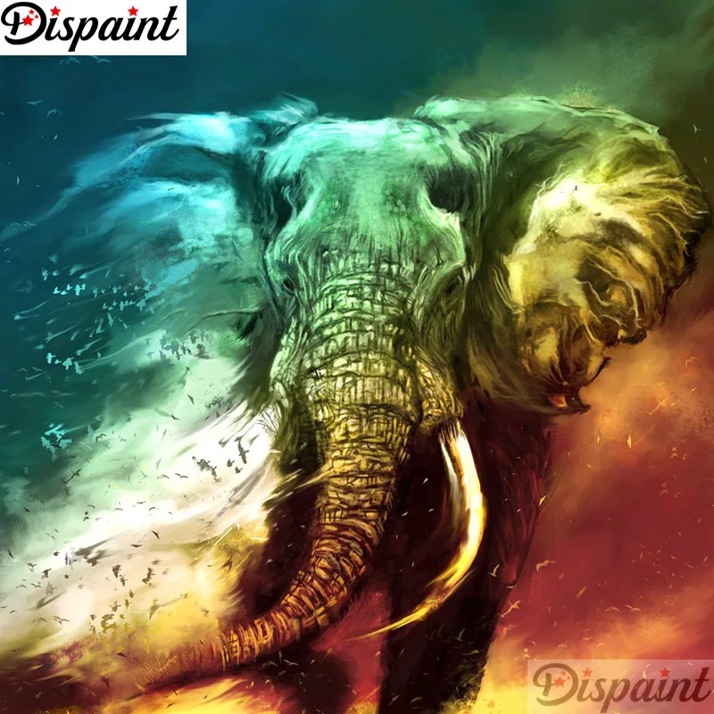 Dispaint полный квадратный/круглый дрель 5D DIY Алмазная картина "Красочный Слон" вышивка крестиком 3D домашний декор A12782