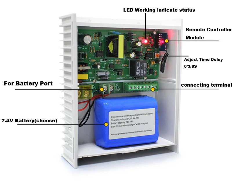 RFID Wapterproof card ketpad Access Control System sets DC12V 5A Power Supply w/ Backup Battery AC 100~240V 180kg Magnetic Lock |