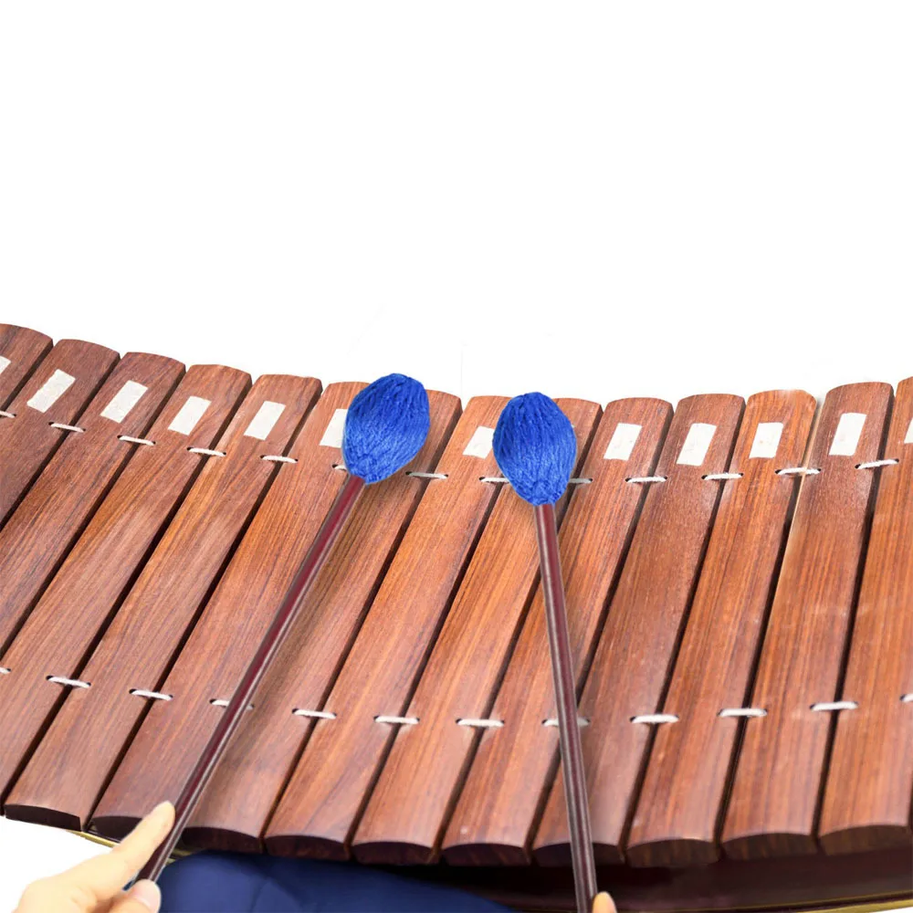 Высококачественная пряжа средней жесткости Marimba Mallets синяя красная нейлоновая пряжа головка для Marimbas Vibes Vibraphone Percussion аксессуары