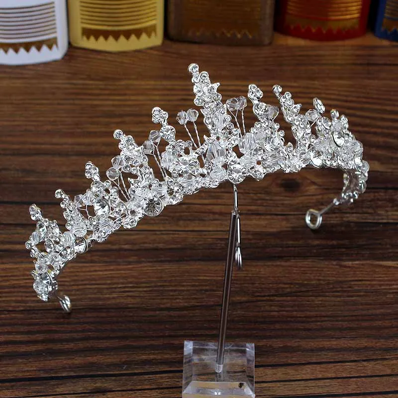 pageant tiara Роскошные Свадебные короны в стиле барокко с кристаллами и бусинами, ручная работа, жемчужная тиара, ободки, стразы, диадема, королевские свадебные аксессуары для волос - Окраска металла: pageant tiara