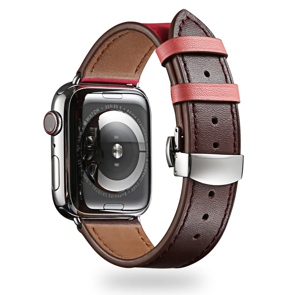 Кожаный ремешок для Apple watch band 4 44 мм 40 мм aplle iwatch correa 42 мм 38 мм 3 2 Бабочка Пряжка ремешок для наручных часов браслет ремень