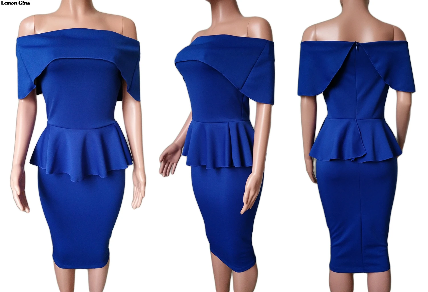 Женское облегающее платье-миди Lemon Gina с открытыми плечами рукавами-бабочками и