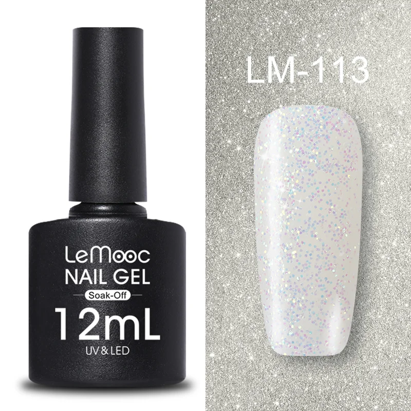LM-113 LEMOOC, 12 мл, Цветной Гель-лак для ногтей, блестки, блестки, полуперманентный замачиваемый лак, УФ-гель, сделай сам, Гель-лак для ногтей - Цвет: LM-113