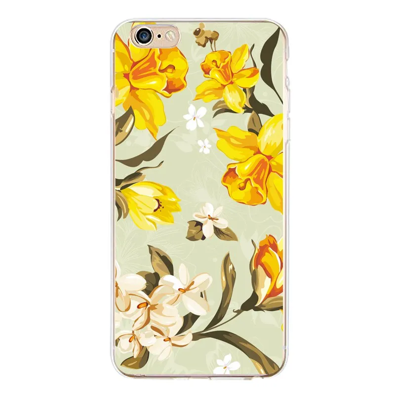 QMSWEI TPU Clear Phone Case For iPhone 6G 6s 7 8plus x Soft River Flora Flower Silicone Printed Cover 4 5se 6Plus 7P |