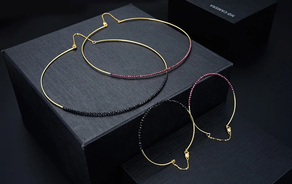 ORSA JEWELS, новинка 925, женское черное шпинель, чокер, подвеска из стерлингового серебра, натуральное короткое ожерелье, Трендовое, одиночное, хорошее ювелирное изделие, SN158