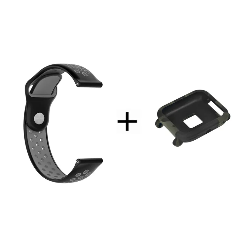 16 2в1 силиконовый ремешок для Xiaomi Huami Amazfit Bip Bit Pace Lite Молодежные Смарт-часы с заменой ремешка браслет+ чехол - Цвет: 16