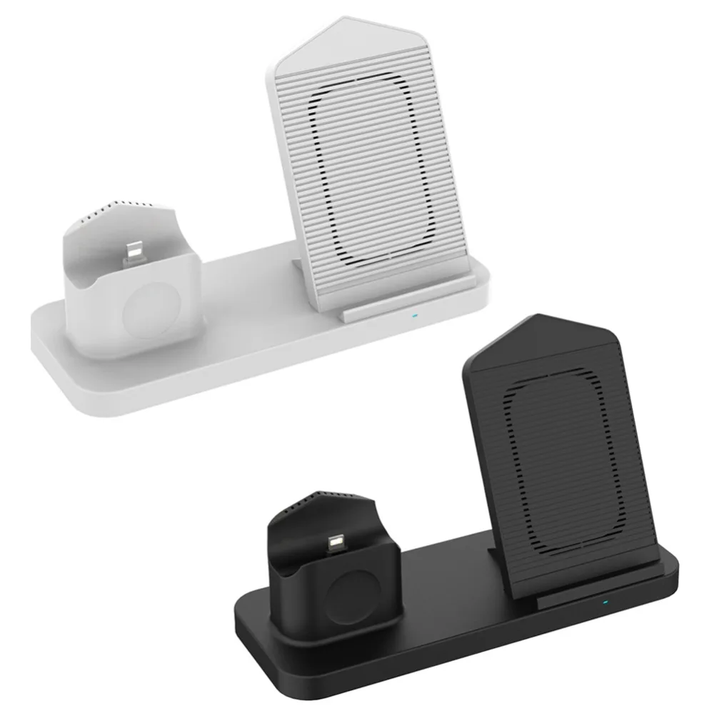 Обновленная Беспроводная зарядная подставка для iPhone X Xs MAX XR 8 plus AirPods док-станция для зарядки зарядное устройство для Apple Watch серии 4/3/2/1