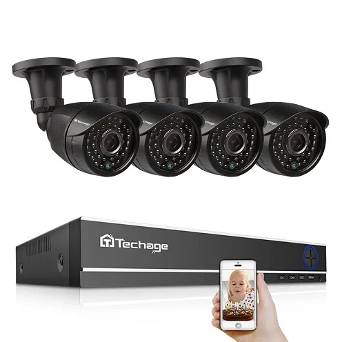 8CH DVR and 4 Camera Techage 8CH 1080P HDMI AHD DVR комплект CCTV система безопасности 2MP HD IR ночное видение уличная камера видеонаблюдения комплект 2 ТБ HDD - Цвет: 8CH DVR and 4 Camera