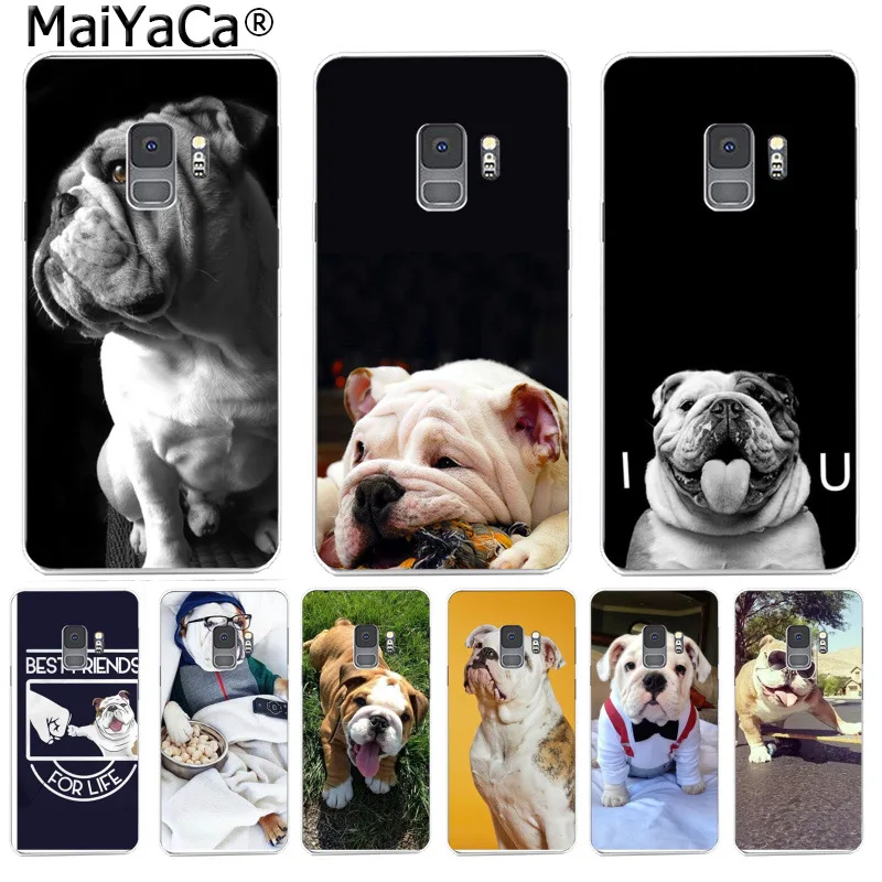 

MaiYaCa Cute dog english bulldog Phone Cover Funny Letter Cases for Samsung S9 S9 plus S5 S6 S6edge S6plus S7 S7edge S8 S8plus