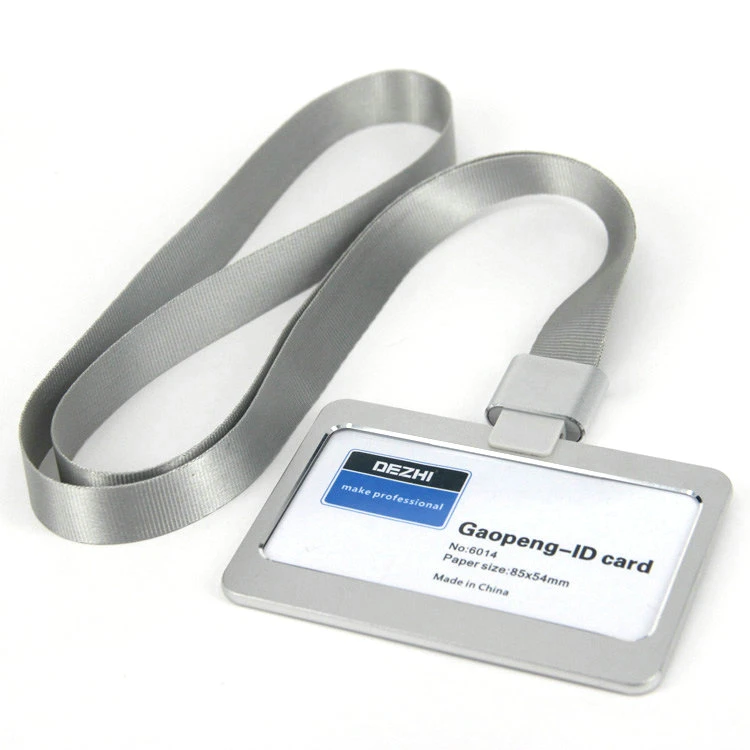 H silver set Genuine DEZHI Aluminum Alloy Employee Id Card Information card Holders Customize Logo Metal Badge Holder - Цвет: H silver set