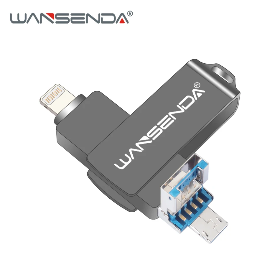 WANSENDA USB3.0 Flash Drive 128 GB памяти 64 32 16 металлические палочки флешки с логотипом для iPhone