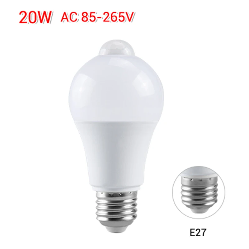E27 Socket 20W EeeToo умный Ночной светильник с датчиком движения, светодиодный ночник, 85-265 в, E27, 12 Вт, 15 Вт, 18 Вт, 20 Вт, с сумерками до рассвета, умный светильник s для прихожей - Испускаемый цвет: E27 Socket 20W