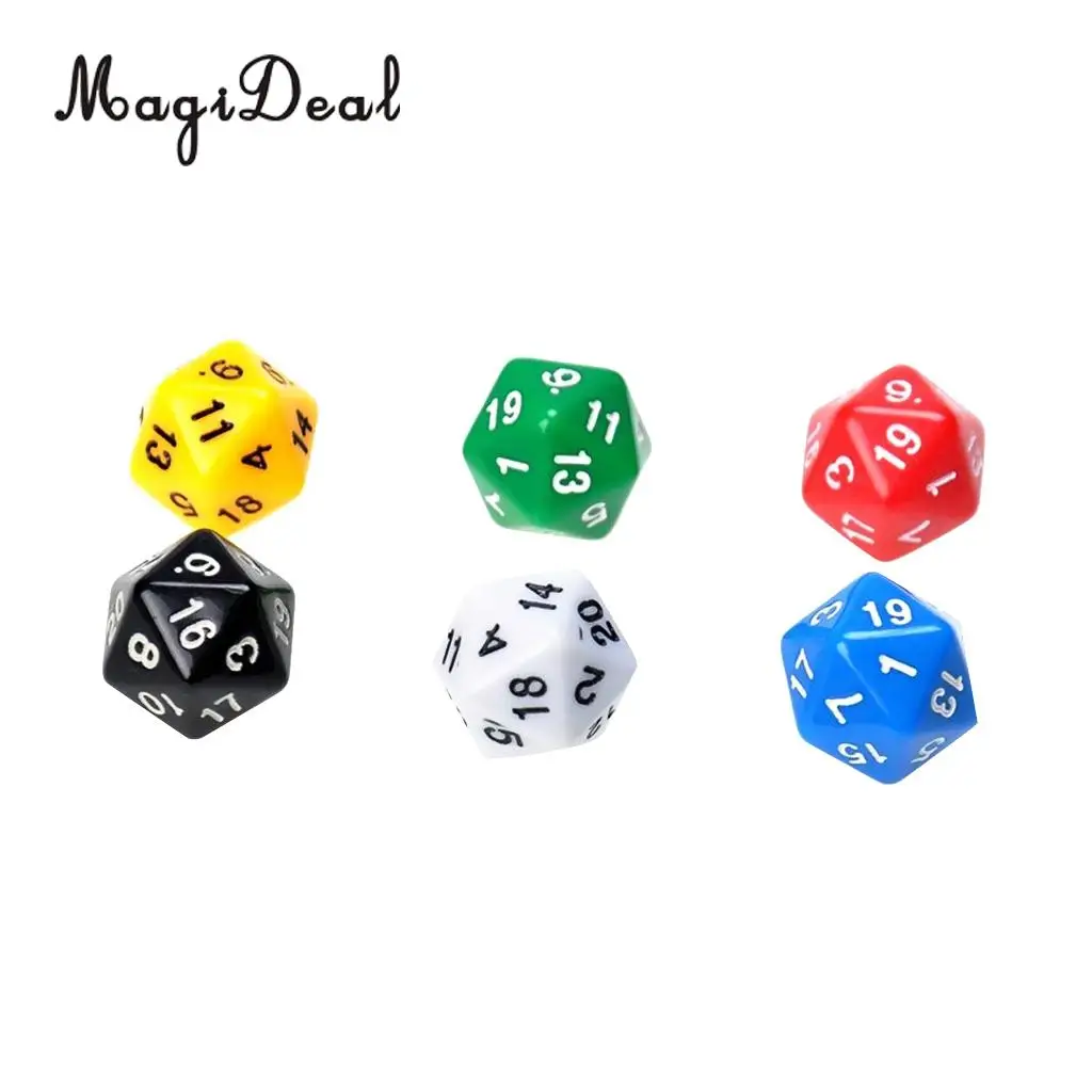 MagiDeal Новинка 6 шт. D20 игровые игральные кости двадцать сторонний Die ролевая игра D &