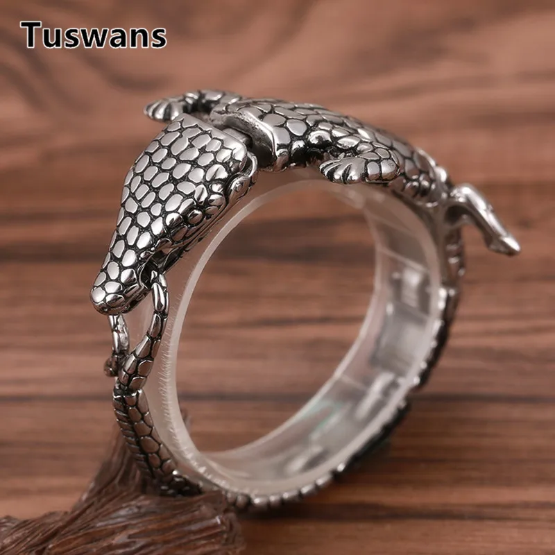 Мужской браслет из крокодиловой кожи в стиле панк нержавеющей стали 316L