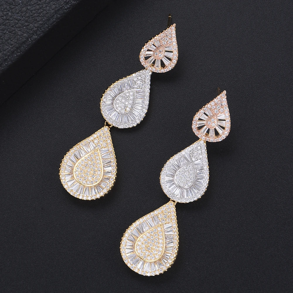 GODKI Роскошные капли воды кубического циркония ювелирные наборы для женщин модные