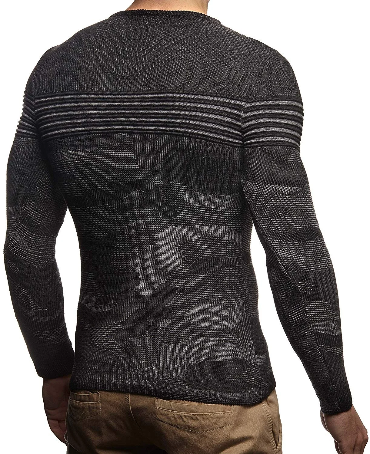 Мужской свитер вязаный с высоким воротом зимний пуловер в стиле хип-хоп уличная