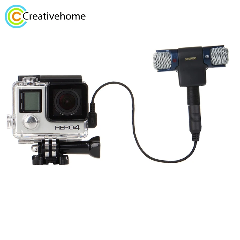 Водонепроницаемый чехол для gopro hero 4 мини стерео адаптер микрофона крепление Go Pro